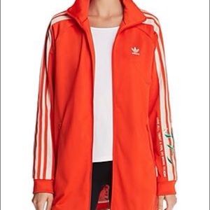 Adidas Long Sleeve Track Jacket Orange Hood